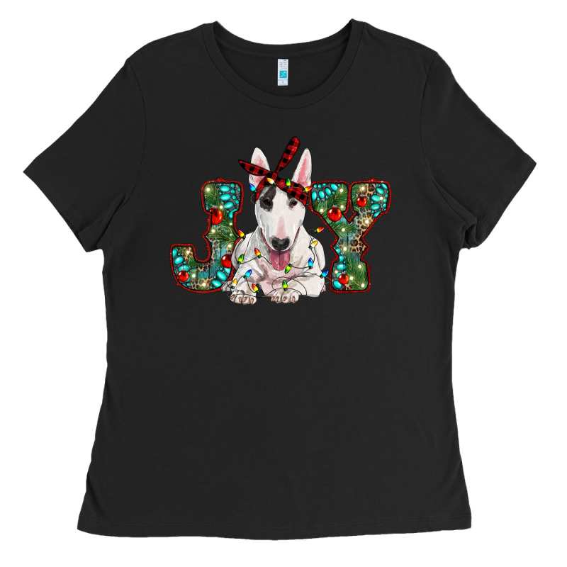 Christmas Joy Bull Terrier Ladies Tee by RanaPortraitStore | Teevron