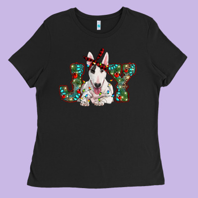 Christmas Joy Bull Terrier Ladies Tee Designed By Ranaportraitstore