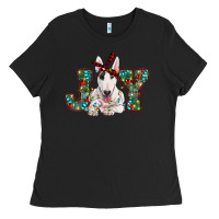 Black Christmas joy bull terrier Ladies Tee - RanaPortraitStore