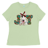 Matcha Christmas joy bull terrier Ladies Tee - RanaPortraitStore
