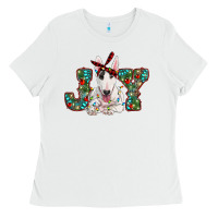 White Christmas joy bull terrier Ladies Tee - RanaPortraitStore
