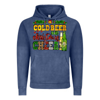 Vintage Denim cold beer and christmas cheer with beer bottles Vintage Hoodie - AdoDesignShop