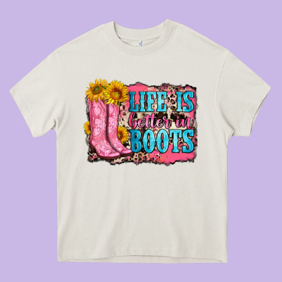 Life Is Better In Boots Heavy Core Tee Designed By Zillion Design Studio