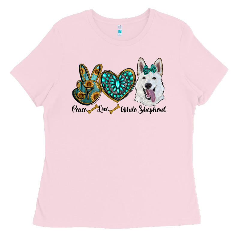 Peace Love White Sepherd Ladies Tee by RanaPortraitStore | Teevron