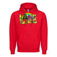 Red St. Patricks Love With Gnome Zipper Hoodie - BundleAndBundleShop