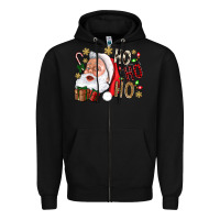 Black Santa Ho Ho Ho With Gift Box Zipper Hoodie - BundleAndBundleShop