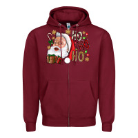 Burgundy Santa Ho Ho Ho With Gift Box Zipper Hoodie - BundleAndBundleShop