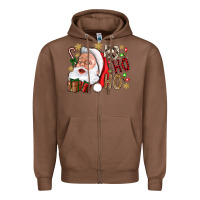 Chestnut Santa Ho Ho Ho With Gift Box Zipper Hoodie - BundleAndBundleShop