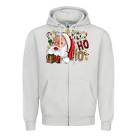 Dove Grey Santa Ho Ho Ho With Gift Box Zipper Hoodie - BundleAndBundleShop