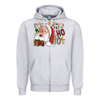 Heather Grey Santa Ho Ho Ho With Gift Box Zipper Hoodie - BundleAndBundleShop