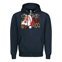 Navy Santa Ho Ho Ho With Gift Box Zipper Hoodie - BundleAndBundleShop