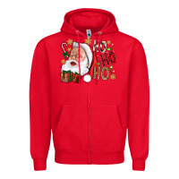 Red Santa Ho Ho Ho With Gift Box Zipper Hoodie - BundleAndBundleShop