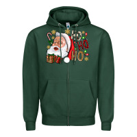 Sports Green Santa Ho Ho Ho With Gift Box Zipper Hoodie - BundleAndBundleShop