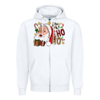 White Santa Ho Ho Ho With Gift Box Zipper Hoodie - BundleAndBundleShop