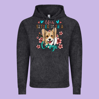 Life Is Better With A Corgi Vintage Hoodie Designed By Jasminsmagicworld