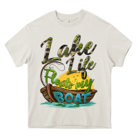 Cream lake life floats my boat Heavy Core Tee - BarkalooDesign