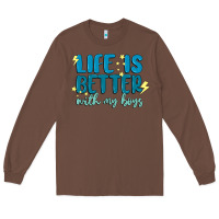 Chestnut life is better with my boys Long Sleeve Tee - MaliasSmallBusiness