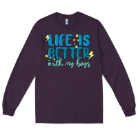 Plum life is better with my boys Long Sleeve Tee - MaliasSmallBusiness