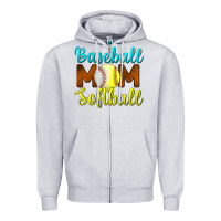 Heather Grey Baseball Mom Softball Zipper Hoodie - BundleAndBundleShop