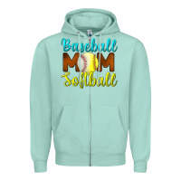 Seafoam Baseball Mom Softball Zipper Hoodie - BundleAndBundleShop