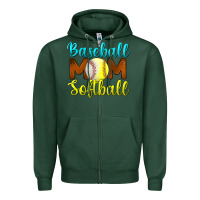 Sports Green Baseball Mom Softball Zipper Hoodie - BundleAndBundleShop
