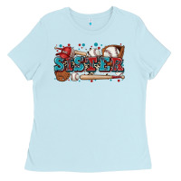 Baby Blue sister baseball Ladies Tee - Zillion Design Studio