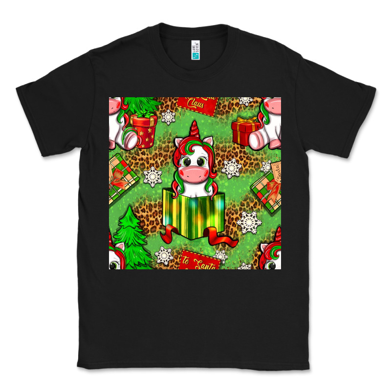 Christmas Unicorn And Gift Box Classic Tee by NancyCooperArtShop | Teevron