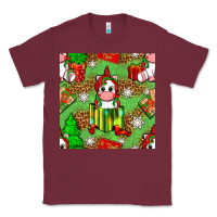 Burgundy Christmas unicorn and gift box Classic Tee - NancyCooperArtShop