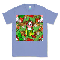 Colony Blue Christmas unicorn and gift box Classic Tee - NancyCooperArtShop