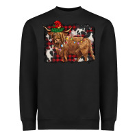 Black christmas highland cow Heavyweight Sweatshirt - BarkalooDesign