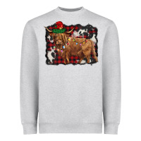 Heather Grey christmas highland cow Heavyweight Sweatshirt - BarkalooDesign