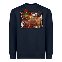Navy christmas highland cow Heavyweight Sweatshirt - BarkalooDesign