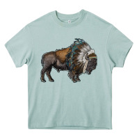 Arona bison with indian headdress Heavy Core Tee - RanaPortraitStore