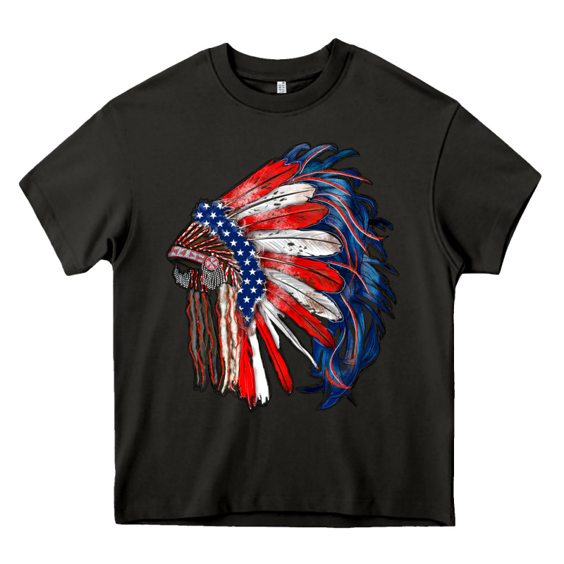 American Flag Indian Headdress Heavy Core Tee by RanaPortraitStore | Teevron