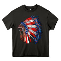 Asphalt american flag indian headdress Heavy Core Tee - RanaPortraitStore