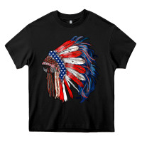 Black american flag indian headdress Heavy Core Tee - RanaPortraitStore