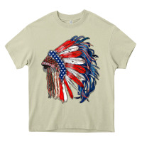 Mossy american flag indian headdress Heavy Core Tee - RanaPortraitStore