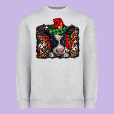 Christmas Black And White Baby Cow Heavyweight Sweatshirt Designed By Barkaloodesign