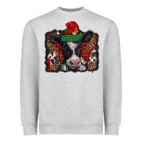 Heather Grey christmas black and white baby cow Heavyweight Sweatshirt - BarkalooDesign