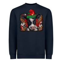 Navy christmas black and white baby cow Heavyweight Sweatshirt - BarkalooDesign