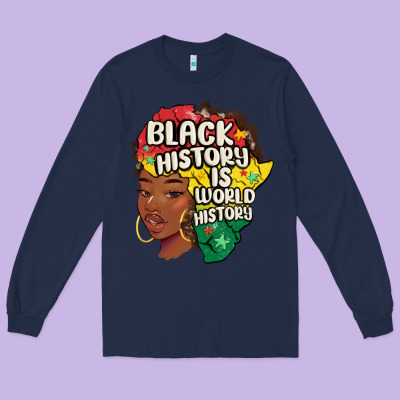 Black History Is World History Long Sleeve Tee Designed By Maliassmallbusiness