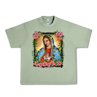 Oil Green lady of guadalupe portrait Urban Heavy Tee - BarkalooDesign