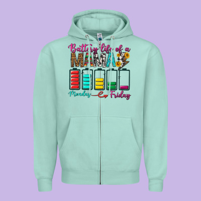 Battery Life Of A Mama Zipper Hoodie Designed By Bundleandbundleshop