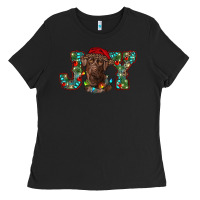 Black labrador retriever christmas joy Ladies Tee - RanaPortraitStore