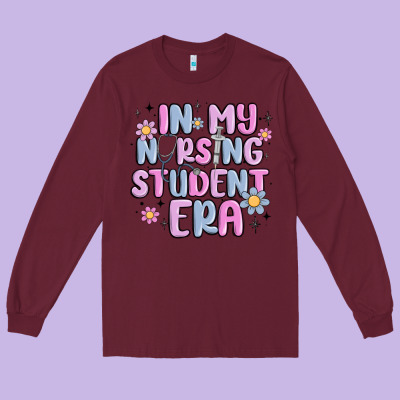 In My Nursing Student Era Long Sleeve Tee Designed By Maliassmallbusiness