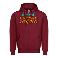 Burgundy Blessed Mom Zipper Hoodie - BundleAndBundleShop