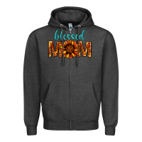 Charcoal Heather Blessed Mom Zipper Hoodie - BundleAndBundleShop