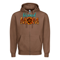 Chestnut Blessed Mom Zipper Hoodie - BundleAndBundleShop