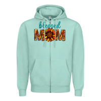 Seafoam Blessed Mom Zipper Hoodie - BundleAndBundleShop