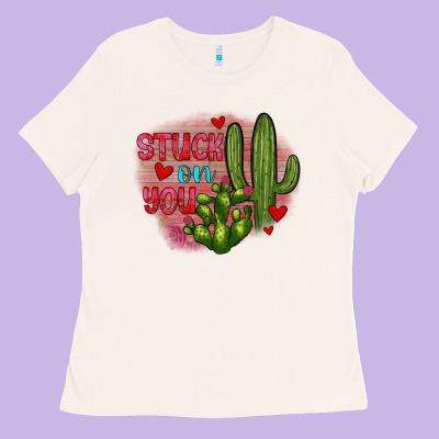 Stuck On You Cactus Ladies Tee Designed By Jahusdesignshop